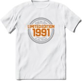 1991 Limited Edition Ring T-Shirt | Zilver - Goud | Grappig Verjaardag en Feest Cadeau Shirt | Dames - Heren - Unisex | Tshirt Kleding Kado | - Wit - XL