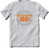 1991 Limited Edition Ring T-Shirt | Zilver - Goud | Grappig Verjaardag en Feest Cadeau Shirt | Dames - Heren - Unisex | Tshirt Kleding Kado | - Licht Grijs - Gemaleerd - M