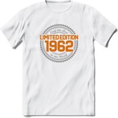 1962 Limited Edition Ring T-Shirt | Zilver - Goud | Grappig Verjaardag en Feest Cadeau Shirt | Dames - Heren - Unisex | Tshirt Kleding Kado | - Wit - L