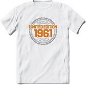 1961 Limited Edition Ring T-Shirt | Zilver - Goud | Grappig Verjaardag en Feest Cadeau Shirt | Dames - Heren - Unisex | Tshirt Kleding Kado | - Wit - XL