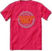 1987 Limited Edition Ring T-Shirt | Zilver - Goud | Grappig Verjaardag en Feest Cadeau Shirt | Dames - Heren - Unisex | Tshirt Kleding Kado | - Roze - M