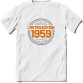 1959 Limited Edition Ring T-Shirt | Zilver - Goud | Grappig Verjaardag en Feest Cadeau Shirt | Dames - Heren - Unisex | Tshirt Kleding Kado | - Wit - XL
