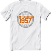 1957 Limited Edition Ring T-Shirt | Zilver - Goud | Grappig Verjaardag en Feest Cadeau Shirt | Dames - Heren - Unisex | Tshirt Kleding Kado | - Wit - M