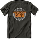 1968 Limited Edition Ring T-Shirt | Zilver - Goud | Grappig Verjaardag en Feest Cadeau Shirt | Dames - Heren - Unisex | Tshirt Kleding Kado | - Donker Grijs - XL