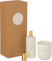 J-Line Doos Huisparfum+Geurkaars Happiness Floral Mist 100Ml Wit-30U