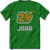 29 Jaar Feest T-Shirt | Goud - Zilver | Grappig Verjaardag Cadeau Shirt | Dames - Heren - Unisex | Tshirt Kleding Kado | - Donker Groen - L