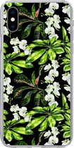 Geschikt voor iPhone Xs hoesje - Blad - Orchidee - Patronen - Siliconen Telefoonhoesje