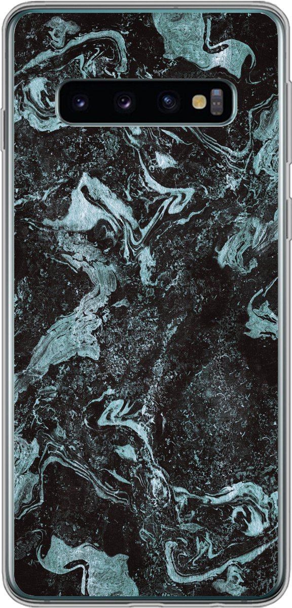 Telefoonhoesje Geschikt voor Samsung Galaxy S10 hoesje - Natuursteen - Blauw - Steen - Siliconen Telefoonhoesje Telefoonhoesje
