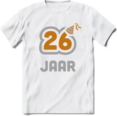 26 Jaar Feest T-Shirt | Goud - Zilver | Grappig Verjaardag Cadeau Shirt | Dames - Heren - Unisex | Tshirt Kleding Kado | - Wit - XL