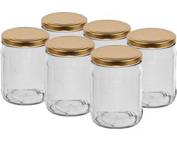 500 ml twist-off pot Ø82/6 goud deksel - 6 stuks - glazenpot - glazenpotten - jampot