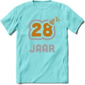 28 Jaar Feest T-Shirt | Goud - Zilver | Grappig Verjaardag Cadeau Shirt | Dames - Heren - Unisex | Tshirt Kleding Kado | - Licht Blauw - L