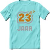 23 Jaar Feest T-Shirt | Goud - Zilver | Grappig Verjaardag Cadeau Shirt | Dames - Heren - Unisex | Tshirt Kleding Kado | - Licht Blauw - XXL
