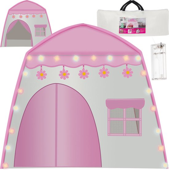 Speeltent XL met LED verlichting - Tent - Roze van Kidzroom — afbeelding 2