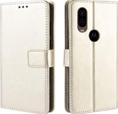 LuxeBass Hoesje geschikt voor Motorola Moto One Vision hoesje book case goud - telefoonhoes - gsm hoes - telefoonhoesjes