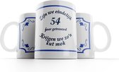 Kut mok 54 jaar getrouwd (SET VAN 2 STUKS)|Zijn we eindelijk 54 jaar getrouwd krijgen we zo’n kutmok| Mok trouwdag |Cadeau mok| Grappige mok  | Kuttegel 54 jaar getrouwd