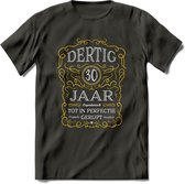 30 Jaar Legendarisch Gerijpt T-Shirt | Geel - Grijs | Grappig Verjaardag en Feest Cadeau Shirt | Dames - Heren - Unisex | Tshirt Kleding Kado | - Donker Grijs - M