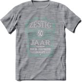 60 Jaar Legendarisch Gerijpt T-Shirt | Aqua - Grijs | Grappig Verjaardag en Feest Cadeau Shirt | Dames - Heren - Unisex | Tshirt Kleding Kado | - Donker Grijs - Gemaleerd - S