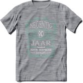 90 Jaar Legendarisch Gerijpt T-Shirt | Aqua - Grijs | Grappig Verjaardag en Feest Cadeau Shirt | Dames - Heren - Unisex | Tshirt Kleding Kado | - Donker Grijs - Gemaleerd - S