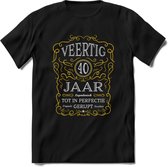 40 Jaar Legendarisch Gerijpt T-Shirt | Geel - Grijs | Grappig Verjaardag en Feest Cadeau Shirt | Dames - Heren - Unisex | Tshirt Kleding Kado | - Zwart - S