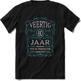 40 Jaar Legendarisch Gerijpt T-Shirt | Lichtblauw - Grijs | Grappig Verjaardag en Feest Cadeau Shirt | Dames - Heren - Unisex | Tshirt Kleding Kado | - Zwart - M