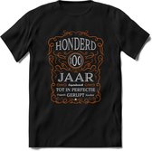 100 Jaar Legendarisch Gerijpt T-Shirt | Oranje - Grijs | Grappig Verjaardag en Feest Cadeau Shirt | Dames - Heren - Unisex | Tshirt Kleding Kado | - Zwart - S