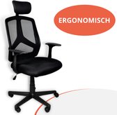 T.R. Office - Ergonomische Bureaustoel Mesh - Verstelbare Hoogte - Verstelbare Hoofdsteun - Zwart