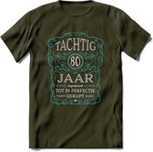 80 Jaar Legendarisch Gerijpt T-Shirt | Lichtblauw - Grijs | Grappig Verjaardag en Feest Cadeau Shirt | Dames - Heren - Unisex | Tshirt Kleding Kado | - Leger Groen - M