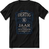 30 Jaar Legendarisch Gerijpt T-Shirt | Blauw - Grijs | Grappig Verjaardag en Feest Cadeau Shirt | Dames - Heren - Unisex | Tshirt Kleding Kado | - Zwart - S