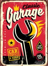2D metalen wandbord "Classic Garage" 25x20cm