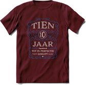 10 Jaar Legendarisch Gerijpt T-Shirt | Blauw - Grijs | Grappig Verjaardag en Feest Cadeau Shirt | Dames - Heren - Unisex | Tshirt Kleding Kado | - Burgundy - L