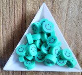 Smiley groen polymeerkralen (20stuks)-1 cm - Figuurkralen - Kleikralen - Fimokralen