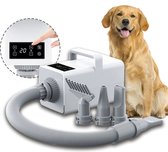 Luxiqo® Hondenföhn  met 4 Opzetstukken – Waterblazer voor Honden – Stil Design – Compact – Hondenborstel – Mooie Vacht - Wit