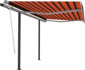Decoways - Luifel handmatig uittrekbaar met palen 3x2,5 m oranje en bruin