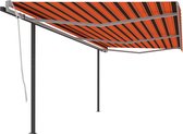 Decoways - Luifel handmatig uittrekbaar met palen 6x3 m oranje en bruin