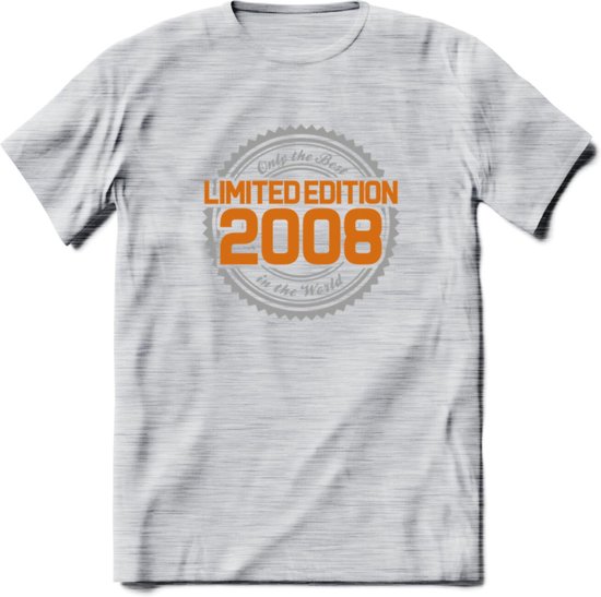 2008 Limited Edition Ring T-Shirt | Zilver - Goud | Grappig Verjaardag en Feest Cadeau Shirt | Dames - Heren - Unisex | Tshirt Kleding Kado | - Licht Grijs - Gemaleerd - S