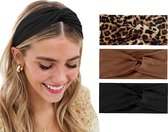LIXIN Set 4 Stuks Dames Haarbanden - Nieuwe Stijl - Kleur 2 - Sport haarbanden - Meisjes - Tieners - Vrouwen - Volwassenen - Haarband met knoop - Elastisch antislip - Yoga - Hardlo