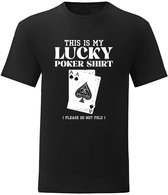 T-Shirt - Casual T-Shirt - Fun T-Shirt - Fun Tekst - Lifestyle T-Shirt - Kaarten - Gokken - Ace of Spades - Poker - This Is My Lucky Poker Shirt - Zwart - S