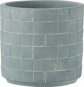 J-Line Bloempot Vierkant Keramiek Licht Blauw Small Set van 6 stuks