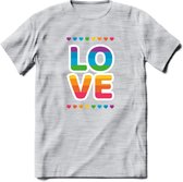 Love | Pride T-Shirt | Grappig LHBTIQ+ / LGBTQ / Gay / Homo / Lesbi Cadeau Shirt | Dames - Heren - Unisex | Tshirt Kleding Kado | - Licht Grijs - Gemaleerd - M