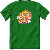 Born This Way | Pride T-Shirt | Grappig LHBTIQ+ / LGBTQ / Gay / Homo / Lesbi Cadeau Shirt | Dames - Heren - Unisex | Tshirt Kleding Kado | - Donker Groen - S