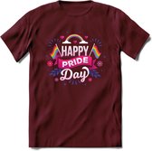 Pride Day | Pride T-Shirt | Grappig LHBTIQ+ / LGBTQ / Gay / Homo / Lesbi Cadeau Shirt | Dames - Heren - Unisex | Tshirt Kleding Kado | - Burgundy - M