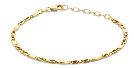 Schitterende Geel Goud Zilveren Armband Valkenoog | Dames | Zilver | 16 + 3 cm| 19 cm | Jonline