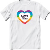 Love Wins | Pride T-Shirt | Grappig LHBTIQ+ / LGBTQ / Gay / Homo / Lesbi Cadeau Shirt | Dames - Heren - Unisex | Tshirt Kleding Kado | - Wit - S