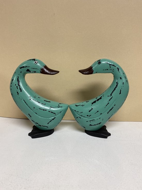 Set van 3 decoratieve teakhouten vintage vogels - Retro