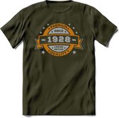 Premium Since 1928 T-Shirt | Zilver - Goud | Grappig Verjaardag en Feest Cadeau Shirt | Dames - Heren - Unisex | Tshirt Kleding Kado | - Leger Groen - S