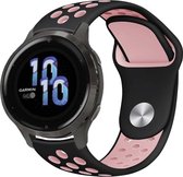 Siliconen Smartwatch bandje - Geschikt voor  Garmin Venu 2s sport bandje - 40mm - zwart/roze - Strap-it Horlogeband / Polsband / Armband