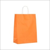 50 papieren draagtassen - oranje -  middel (32x12 x24) - met een wit handvat