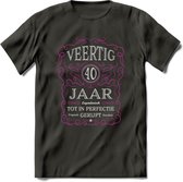 40 Jaar Legendarisch Gerijpt T-Shirt | Roze - Grijs | Grappig Verjaardag en Feest Cadeau Shirt | Dames - Heren - Unisex | Tshirt Kleding Kado | - Donker Grijs - 3XL