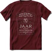 70 Jaar Legendarisch Gerijpt T-Shirt | Donkergrijs - Grijs | Grappig Verjaardag en Feest Cadeau Shirt | Dames - Heren - Unisex | Tshirt Kleding Kado | - Burgundy - XXL