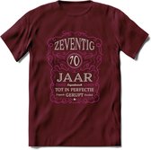 70 Jaar Legendarisch Gerijpt T-Shirt | Roze - Grijs | Grappig Verjaardag en Feest Cadeau Shirt | Dames - Heren - Unisex | Tshirt Kleding Kado | - Burgundy - XL